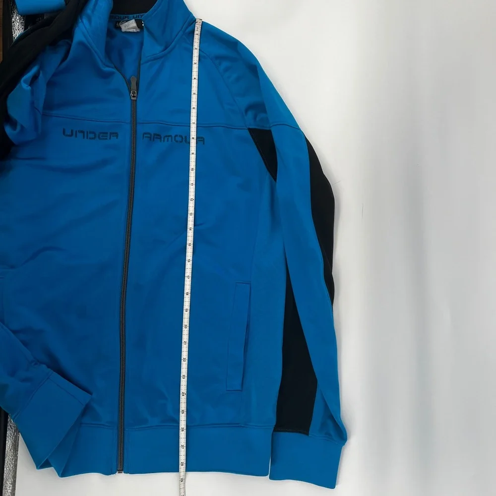 Under Armour Mens Blue Black Full Zip Track Jacket Loose Fit 1240533 Size Large